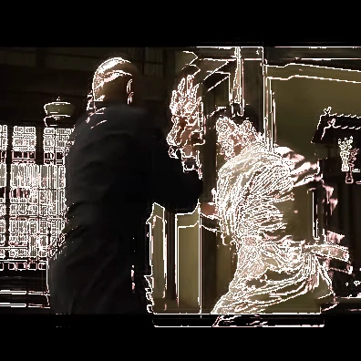 Depth Outline Stage effect lifting a performer from the live feed