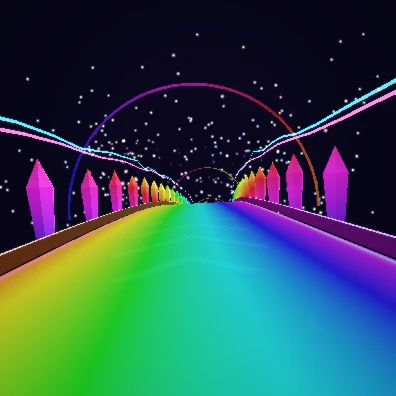 Preview of the Rainbow Boost Road audio-reactive visual